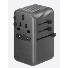 Сетевое зарядное устройство EnergEA TravelWorld Adapter GaN120, 3USB-C/1USB-A, 120W, Gunmetal, металлический
